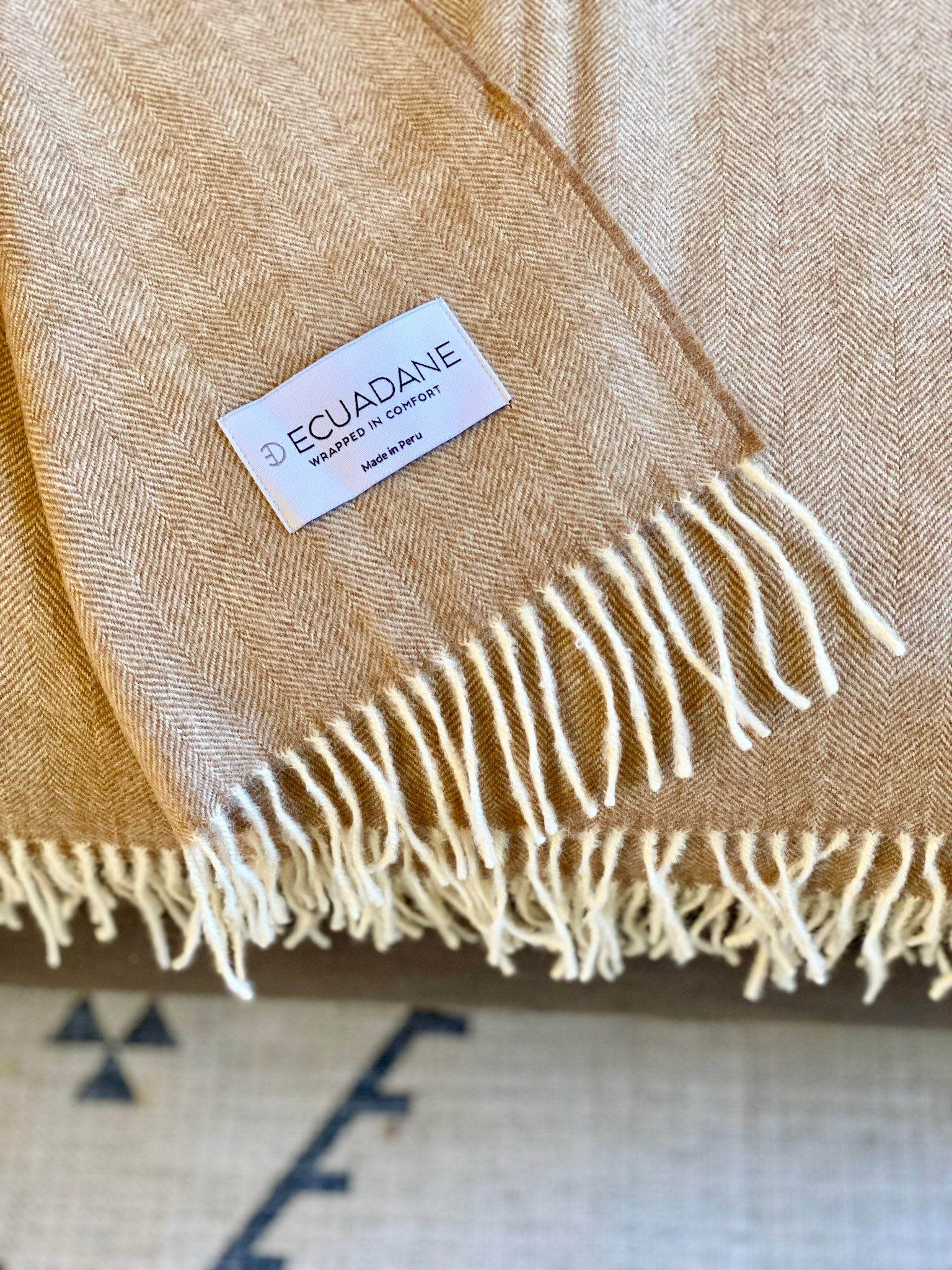 Fringed Alpaca Throw - Camel