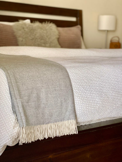 Fringed Alpaca Throw - Grey