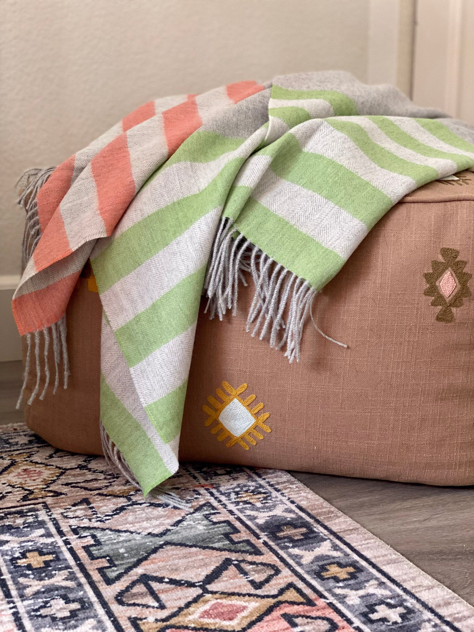 Striped Grey Alpaca Throw