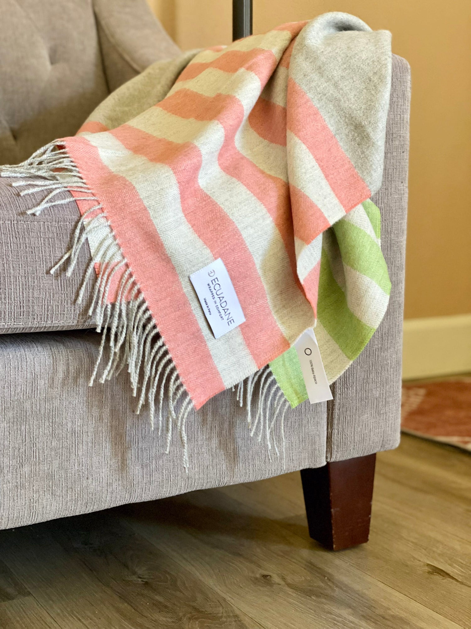 Striped Grey Alpaca Throw