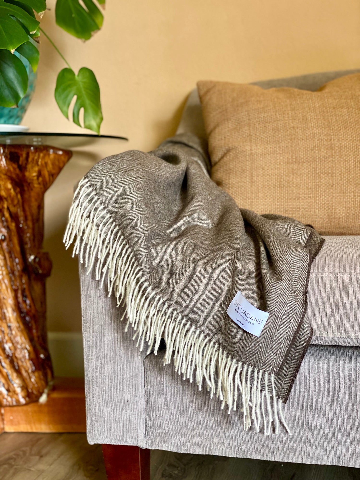 Fringed Alpaca Throw - Dune