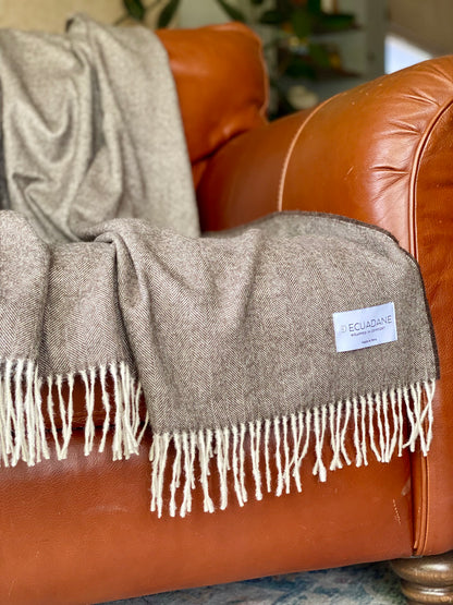 Fringed Alpaca Throw - Dune