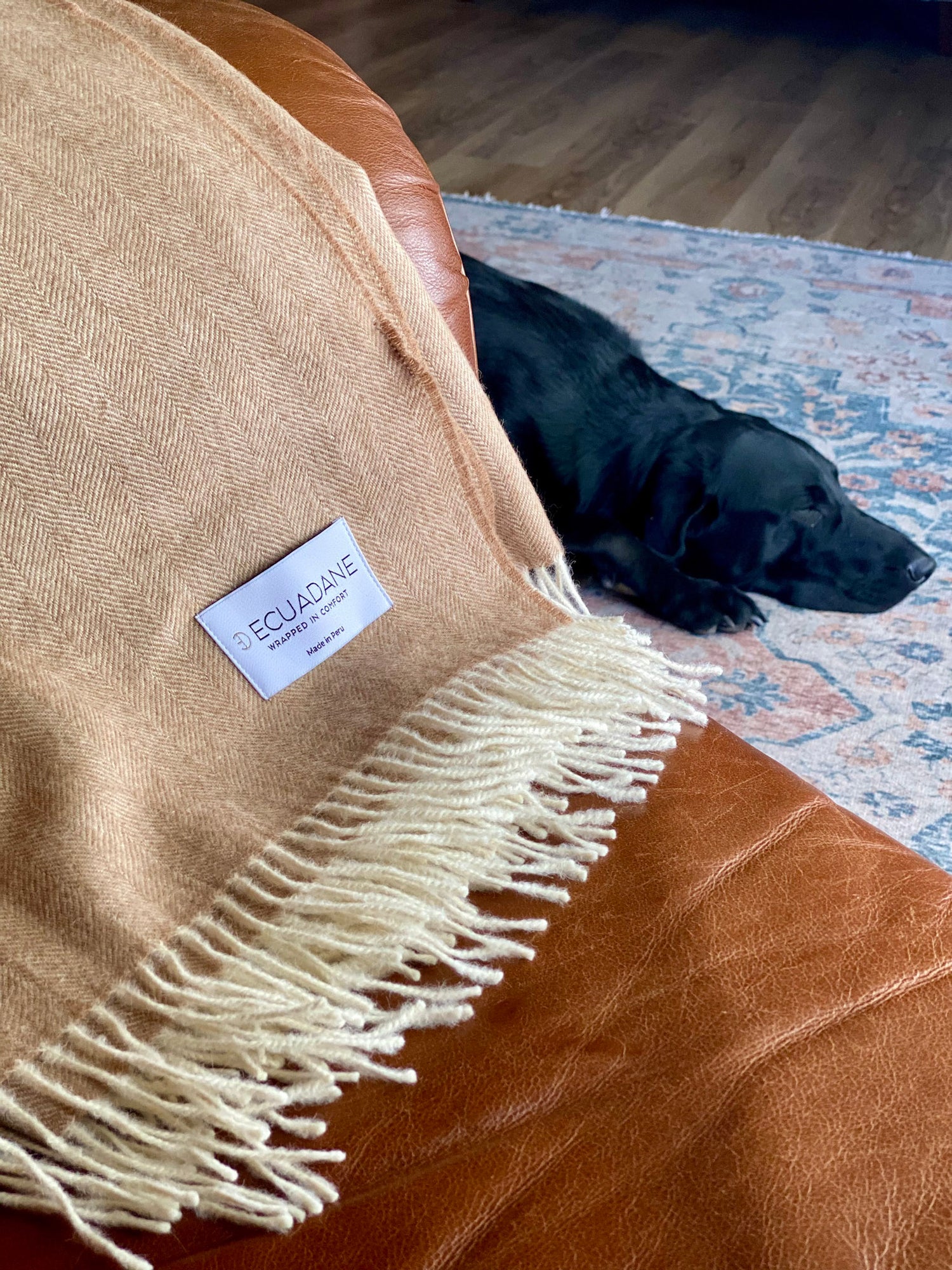 Fringed Alpaca Throw - Camel