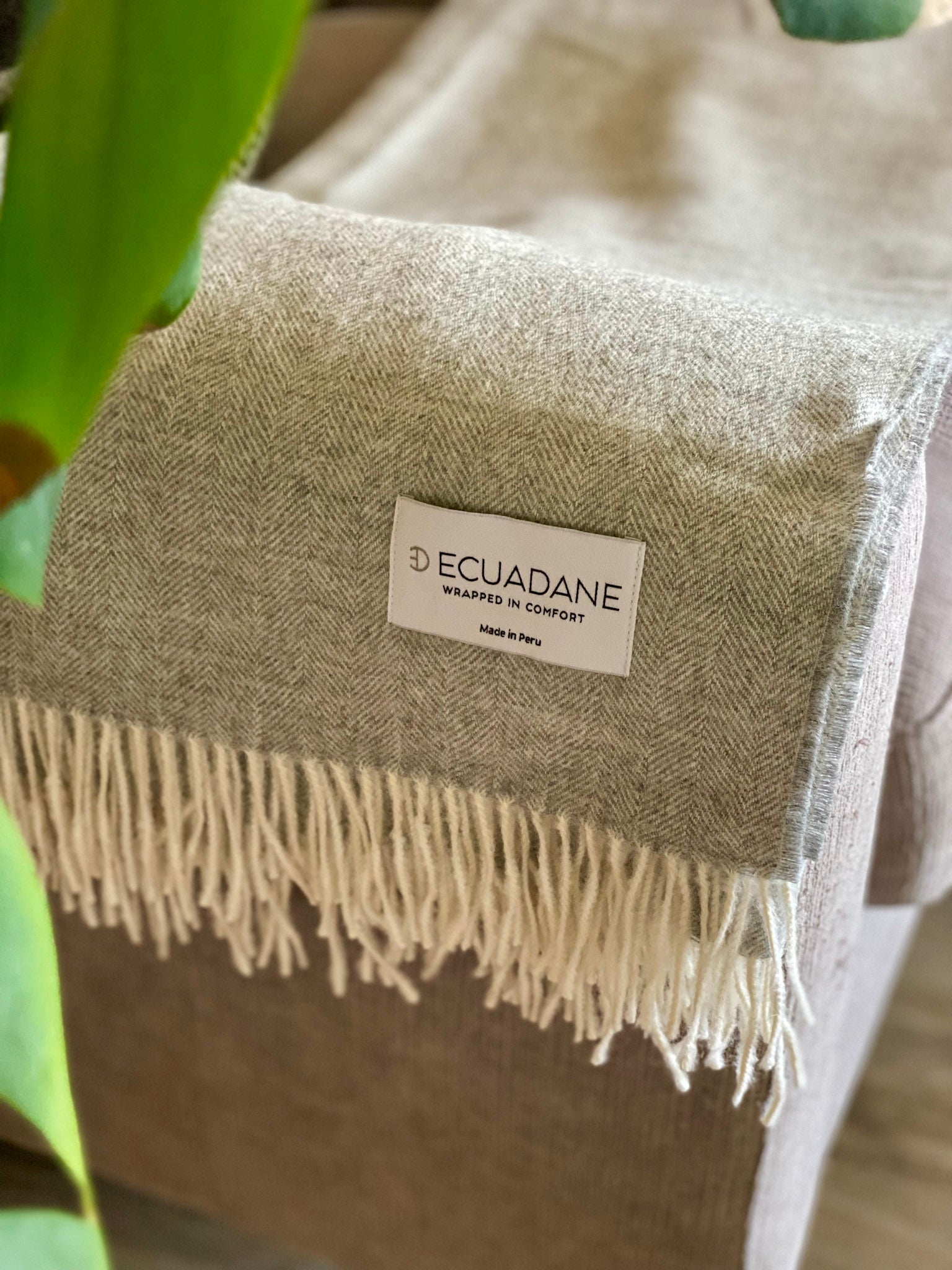 Fringed Alpaca Throw - Grey