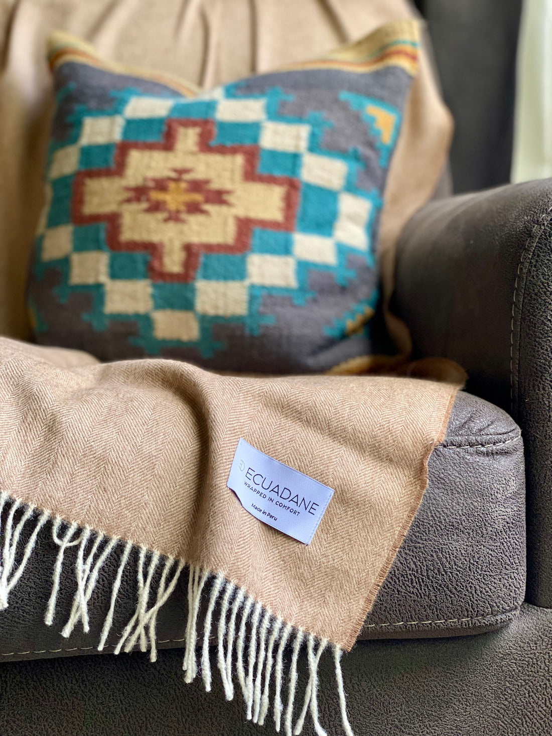 Fringed Alpaca Throw - Camel