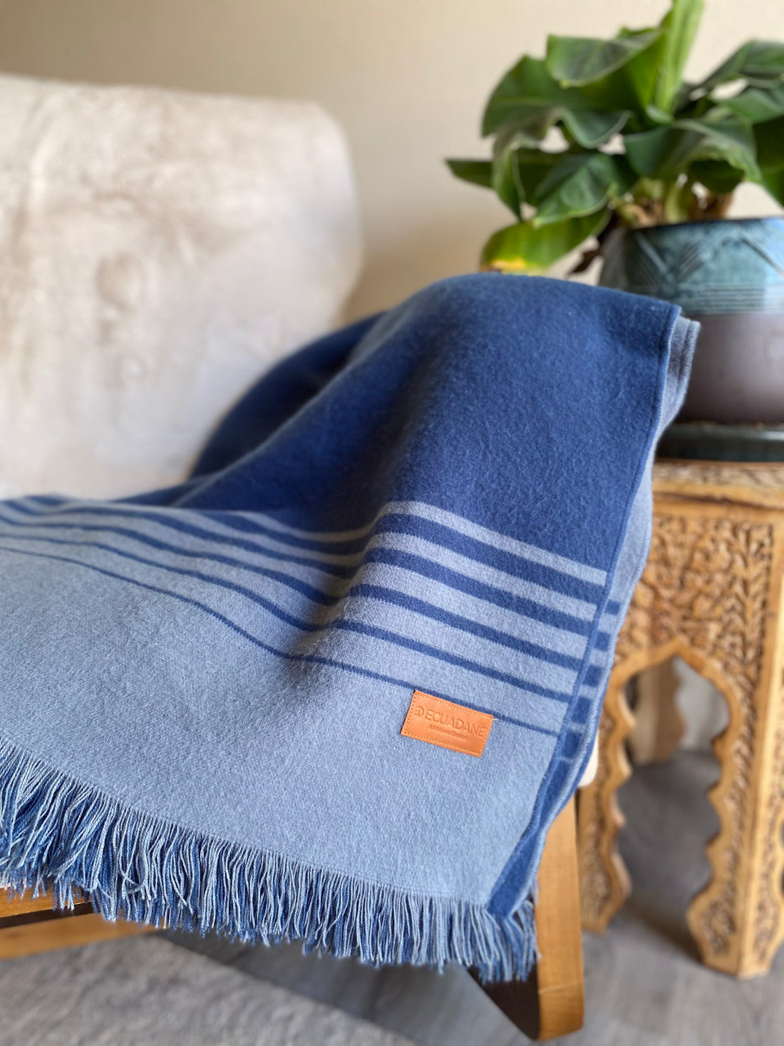 Quilotoa Blue and Gray Luxury Throw Blanket