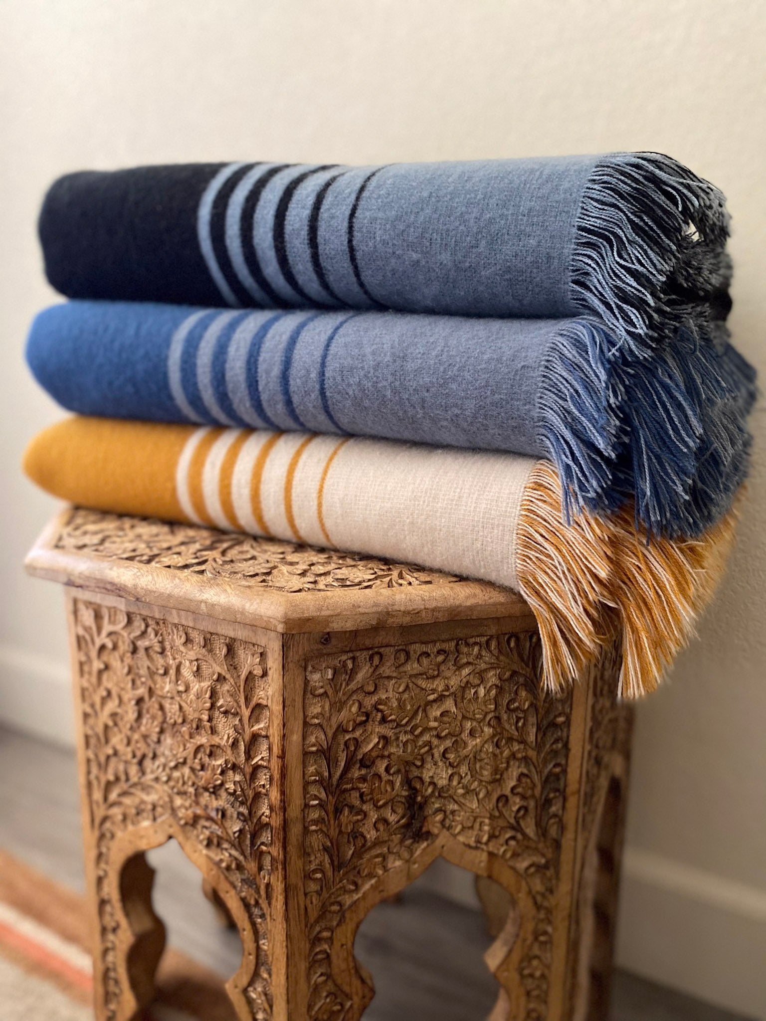 Quilotoa Gold and Beige Luxury Throw Blanket