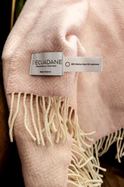 Merino Wool &amp; Cashmere Throw Blanket - Álainn Yew Pink