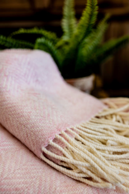 Merino Wool &amp; Cashmere Throw Blanket - Álainn Yew Pink